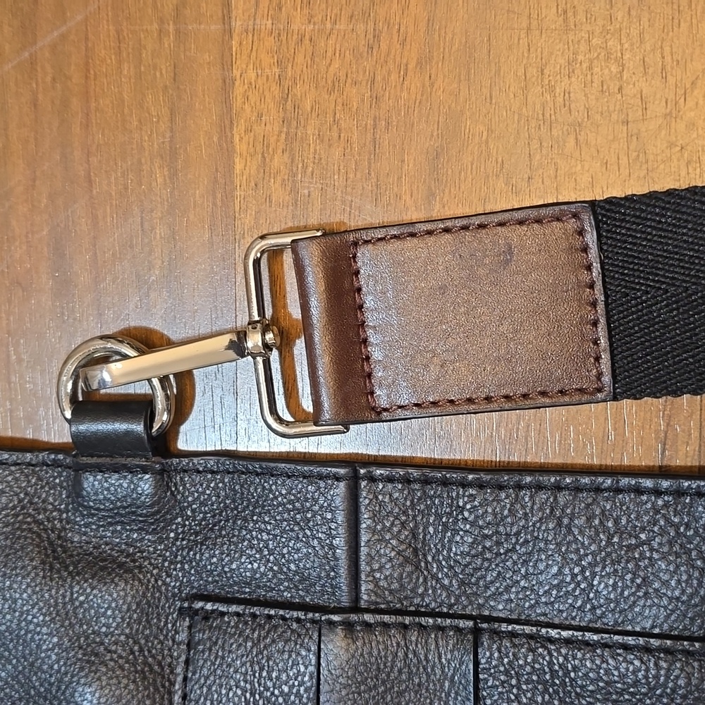 ZARA Black Leather Unisex Tote Messenger Bag - Picture 5 of 14